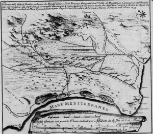 Cartografia della palude pontina realizzata da Angelo Sani nel 1759