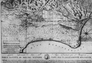 Cartografia delle paludi pontine dopo i lavori di bonifica compiuti da Pio VI